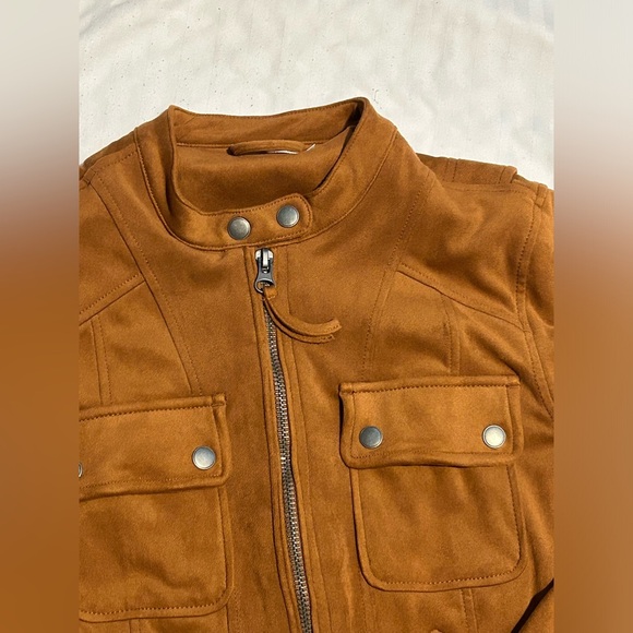 Free People Mia Brown Faux Suede Biker Jacket - S - Picture 2 of 8